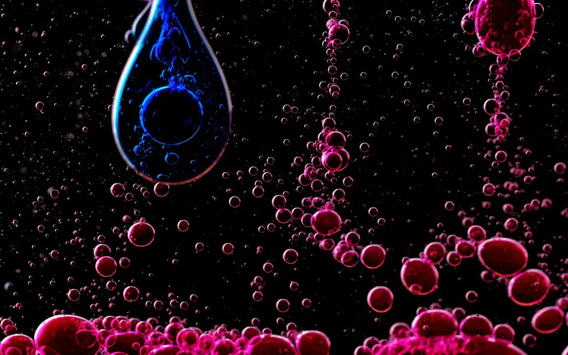 Lipids and metabolism: purple and pink water droplets