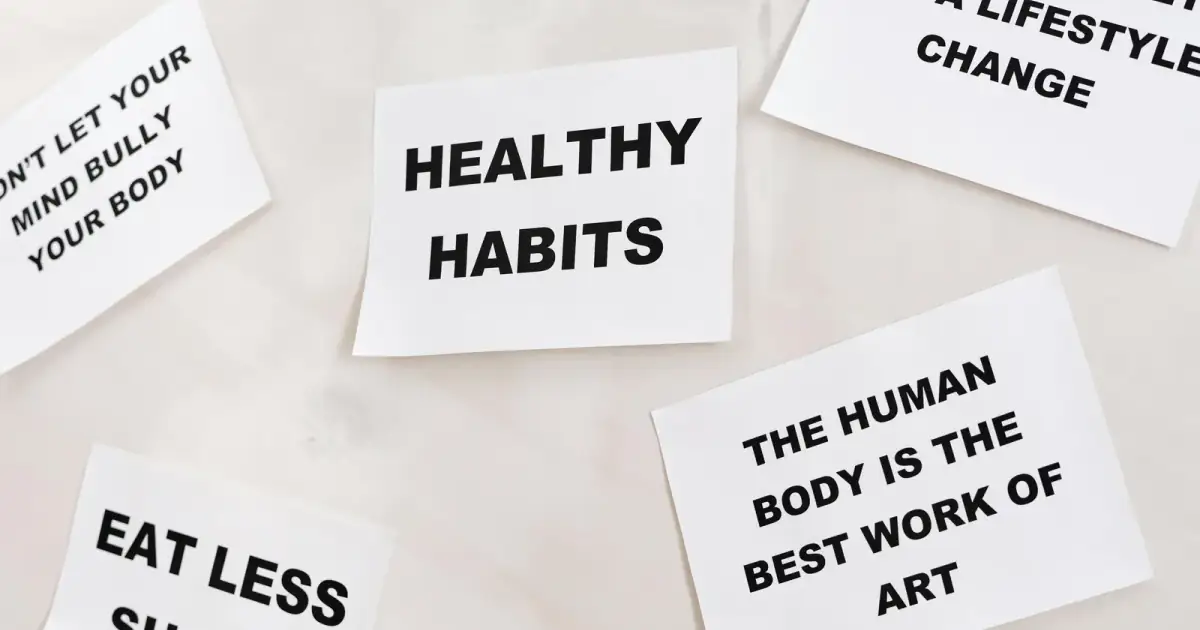Motivational cards promoting healthy habits and positive thinking for lifestyle change.