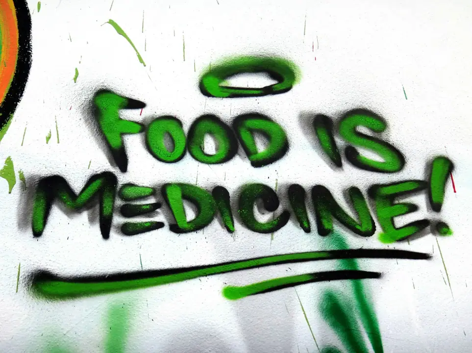What does proactive medicine actually look like in practice?: green food is medicine! graffiti